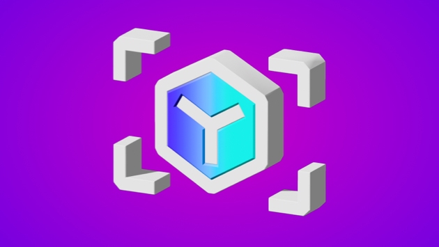 A 3D render of a hexagon icon with a Y shape in the centre